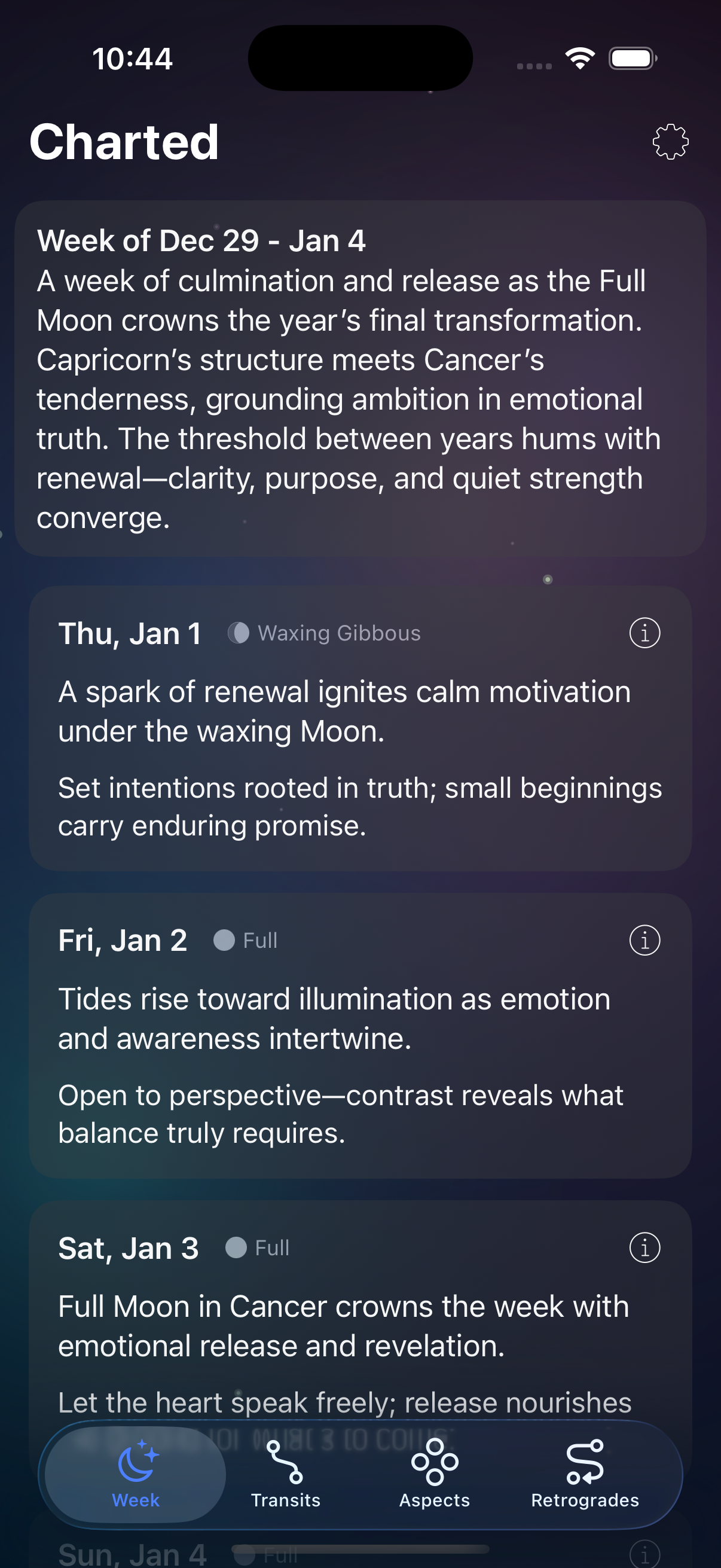 Charted app screenshot